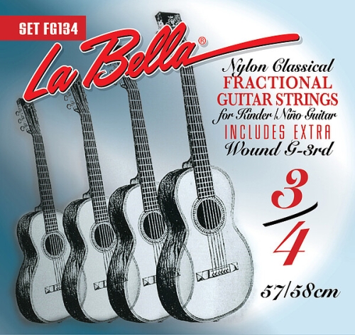 La Bella Nylon Classical Kinder Guitar Modell 3/4, Mensur 57-58 korrosionsgeschützt normal